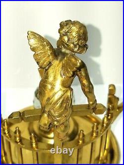 Vintage Art Deco nouveau brass cherub candle inkwell removable candle holders'