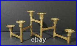Vintage Articulated Brass 6 Candle Stick Holder Mid Century Danish Great Patina