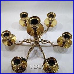 Vintage BALDWIN 7 Arm Solid Polished Brass Candelabra CONVERTIBLE Candle Holder