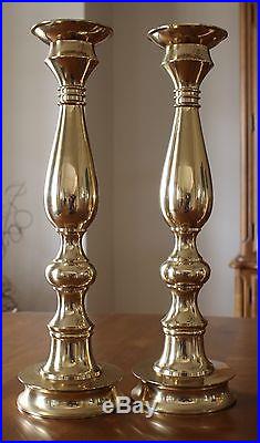 Vintage BRASS CANDLESTICKS 2 candle holder TALL 20 SET TWO Retro 1960's hollow