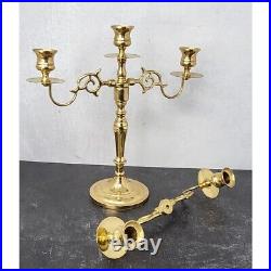 Vintage Baldwin Brass 5 Arm Candelabra Candle Holder Converts to Triple Polished