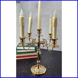 Vintage Baldwin Brass 5 Arm Candelabra Candle Holder Converts to Triple Polished