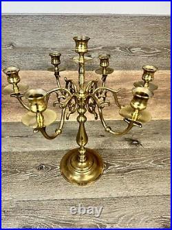 Vintage Baldwin Forged In America Solid Brass 7 Candle 6-arm Candelabra 16 LN