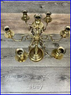 Vintage Baldwin Forged In America Solid Brass 7 Candle 6-arm Candelabra 16 LN