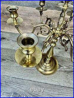 Vintage Baldwin Forged In America Solid Brass 7 Candle 6-arm Candelabra 16 LN