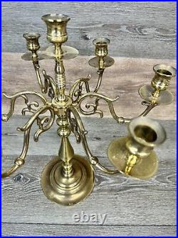 Vintage Baldwin Forged In America Solid Brass 7 Candle 6-arm Candelabra 16 LN