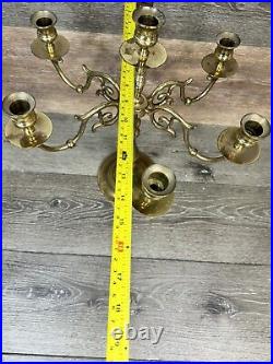 Vintage Baldwin Forged In America Solid Brass 7 Candle 6-arm Candelabra 16 LN