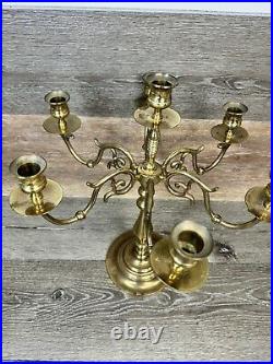 Vintage Baldwin Forged In America Solid Brass 7 Candle 6-arm Candelabra 16 LN