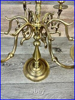 Vintage Baldwin Forged In America Solid Brass 7 Candle 6-arm Candelabra 16 LN