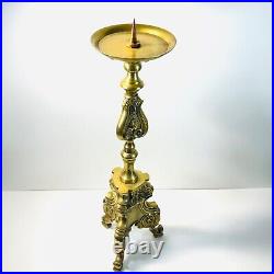 Vintage Baroque 15 Brass pillar Candlestick Holder STUNNING