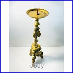 Vintage Baroque 15 Brass pillar Candlestick Holder STUNNING