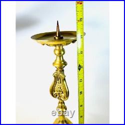 Vintage Baroque 15 Brass pillar Candlestick Holder STUNNING