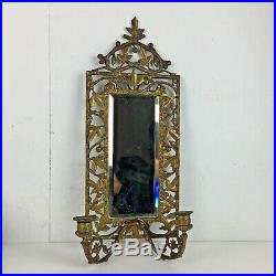 Vintage Beveled Glass Mirror Sconce Brass Candle Holders Décor Art Nouveau Gift