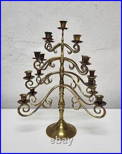 Vintage Brass 4-Tier Candelabra Swivel Arms 17 Candle Holders