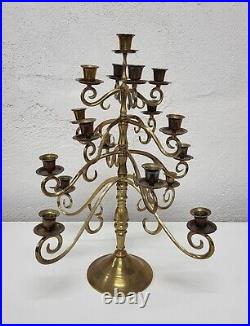 Vintage Brass 4-Tier Candelabra Swivel Arms 17 Candle Holders