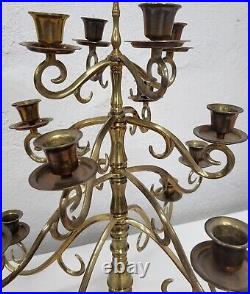 Vintage Brass 4-Tier Candelabra Swivel Arms 17 Candle Holders