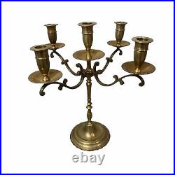 Vintage Brass 5 Candelabra Set Of 2 Made In India C8543 13.5 Tall