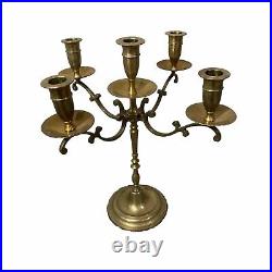 Vintage Brass 5 Candelabra Set Of 2 Made In India C8543 13.5 Tall