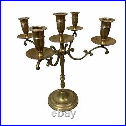 Vintage Brass 5 Candelabra Set Of 2 Made In India C8543 13.5 Tall