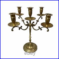 Vintage Brass 5 Candelabra Set Of 2 Made In India C8543 13.5 Tall