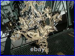 Vintage Brass Bronze Dove Love Birds Candelabra Candle Holder Wall Hanging Pair