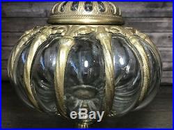 Vintage Brass Bubble Glass Ornate Lidded Jar Urn Hollywood Regency 17