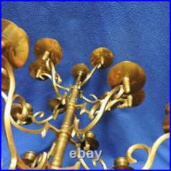 Vintage Brass Candelabra 16 Arm Holds 17 Candles 18 Inches Tall Heavy Antique