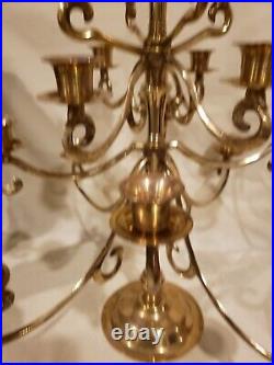 Vintage Brass Candelabra 17 Swivel Arms Candle Holder 18½ Tal1