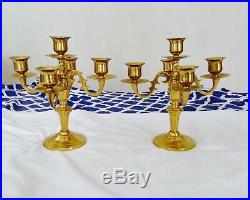 Vintage Brass Candelabra Candles Pair Set Of 2 Japan Marked