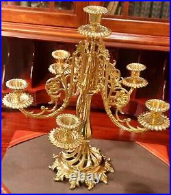 Vintage Brass Candelabra Candlestick Holder Centerpiece
