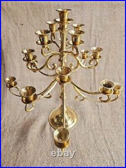 Vintage Brass Candelabra Holds 17 Candles, Swivel Arms Candle Holder 18x18