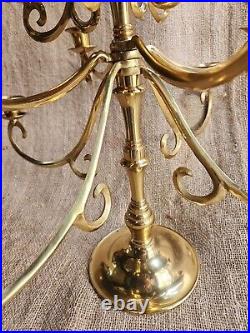 Vintage Brass Candelabra Holds 17 Candles, Swivel Arms Candle Holder 18x18