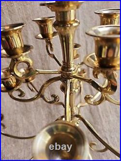 Vintage Brass Candelabra Holds 17 Candles, Swivel Arms Candle Holder 18x18