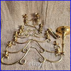 Vintage Brass Candelabra Holds 17 Candles, Swivel Arms Candle Holder 18x18