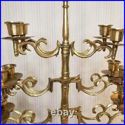 Vintage Brass Candelabra Swivel Arms Made in Taiwan 17 Candle Holder Tree
