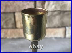 Vintage Brass Candle Holder Metal Candlesticks Made In Israel Scrolls Floral MCM