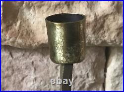 Vintage Brass Candle Holder Metal Candlesticks Made In Israel Scrolls Floral MCM