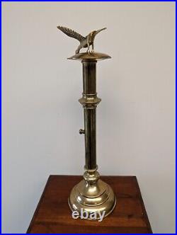 Vintage Brass Candle Holder With Flying Bird Cover 15 Tall