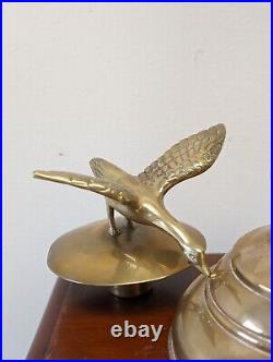 Vintage Brass Candle Holder With Flying Bird Cover 15 Tall