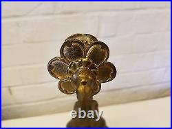 Vintage Brass Candle Stick / Holder and 3 Leg Base with Face Decorations
