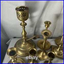 Vintage Brass Candlestick Candle Holder Lot of 17 Various Sizes Patina Wedding
