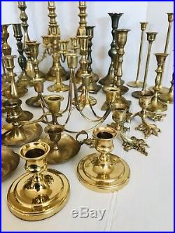 Vintage Brass Candlestick Holders Mixed Lot of 42 Candelabra Candle Wedding