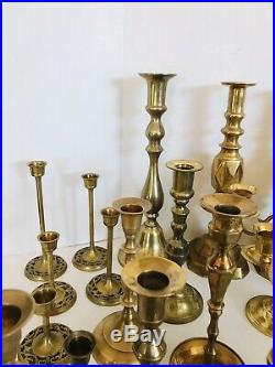 Vintage Brass Candlestick Holders Mixed Lot of 42 Candelabra Candle Wedding