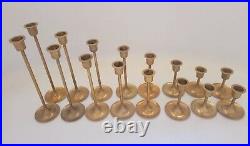 Vintage Brass Candlestick Holders Tapered Graduated Lot Of 16 Made In Taiwan