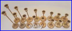 Vintage Brass Candlestick Holders Tapered Graduated Lot Of 16 Made In Taiwan