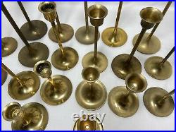 Vintage Brass Candlestick Holders Tapered Graduated Lot Of 19 Wedding Decor