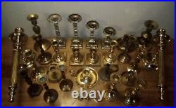 Vintage Brass Candlestick Lot of 26 Candle Holders & 2 Wall Sconces