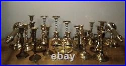 Vintage Brass Candlestick Lot of 26 Candle Holders & 2 Wall Sconces