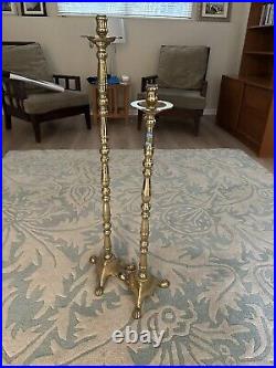 Vintage Brass Candlestick TALL Floor Taper Candle Holder Matching Pair 35 39