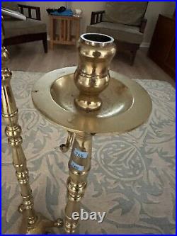 Vintage Brass Candlestick TALL Floor Taper Candle Holder Matching Pair 35 39